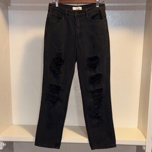 Edgy Black Ripped Cropped Jeans